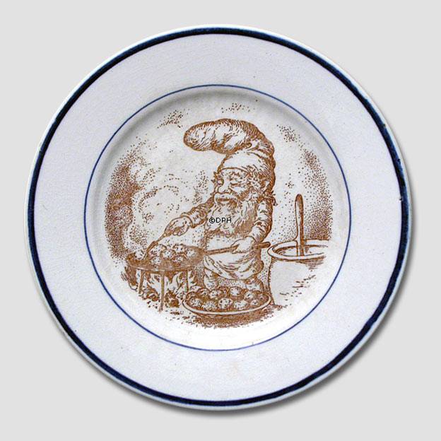 Platte med Nisse der bager æbleskiver