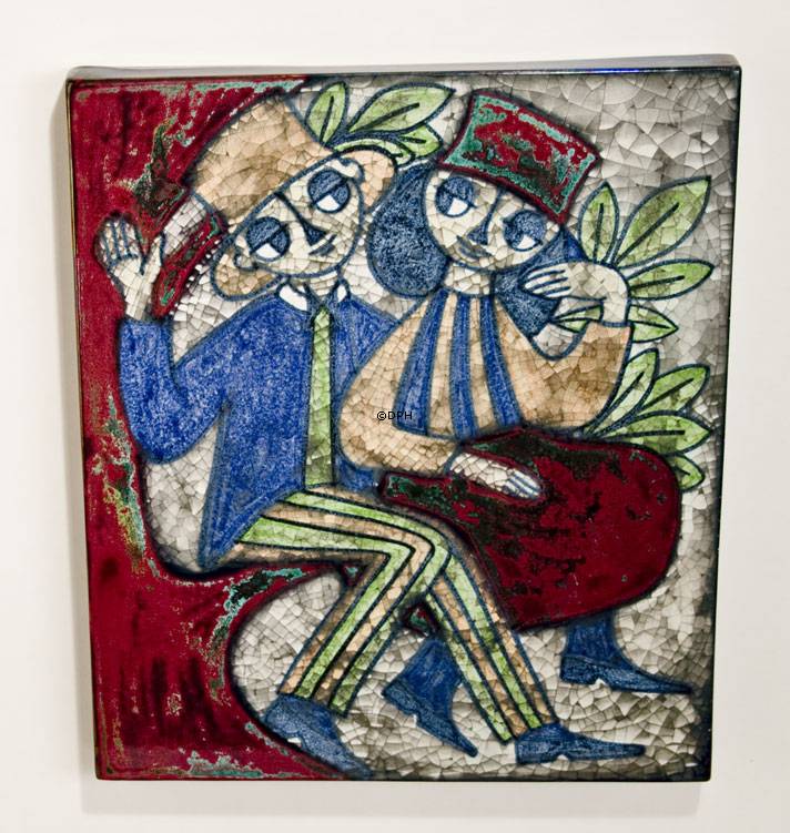 Keramikbillede, Dame og Mand nr. 6373