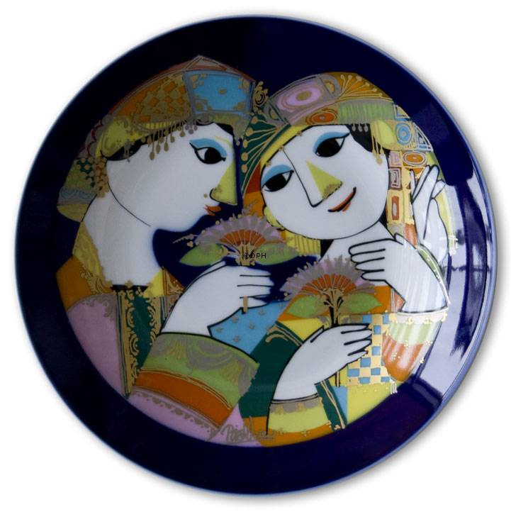 Rosenthal Bjørn Wiinblad platte Studio-linie Kvinde og Mand med Blomster