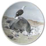 Plate with seagull on stone, Royal Copenhagen UNICA Signed: U.4. GR. 8890 (1889-1922)