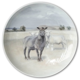 Plate with sheep on field, Royal Copenhagen UNICA Signed: 14/5 GR. 1923 (Gotfred Rode)