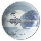 Plate with lake and trees, Royal Copenhagen UNICA Signed: R. Böcher 28 / 2-1927 "Motif from Sxampen"
