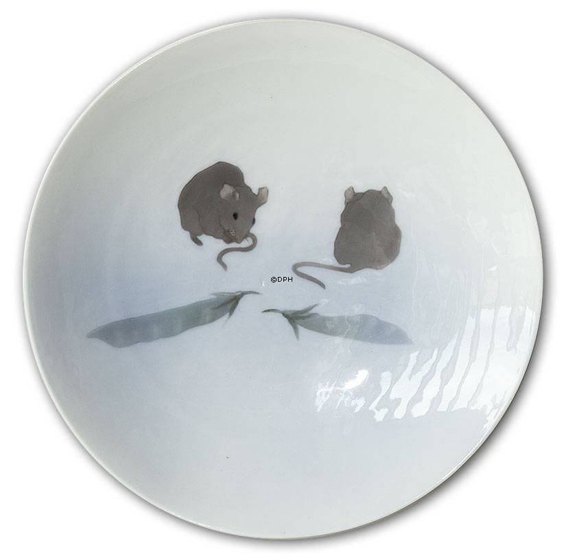 Skål/ platte med huller til ophæng, dekoreret med mus, Royal Copenhagen Art Noveau (1898-1922)
