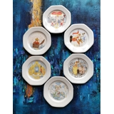 Christineholm Porcelæn platter med H.C. Andersens eventyr, sæt med 6 forskellige
