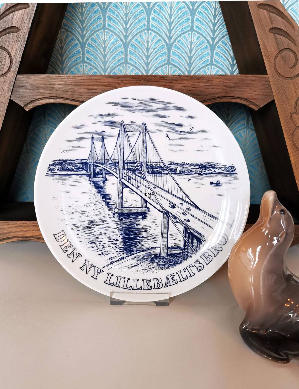 Platte med Den Ny Lillebæltsbro, Svane Porcelæn