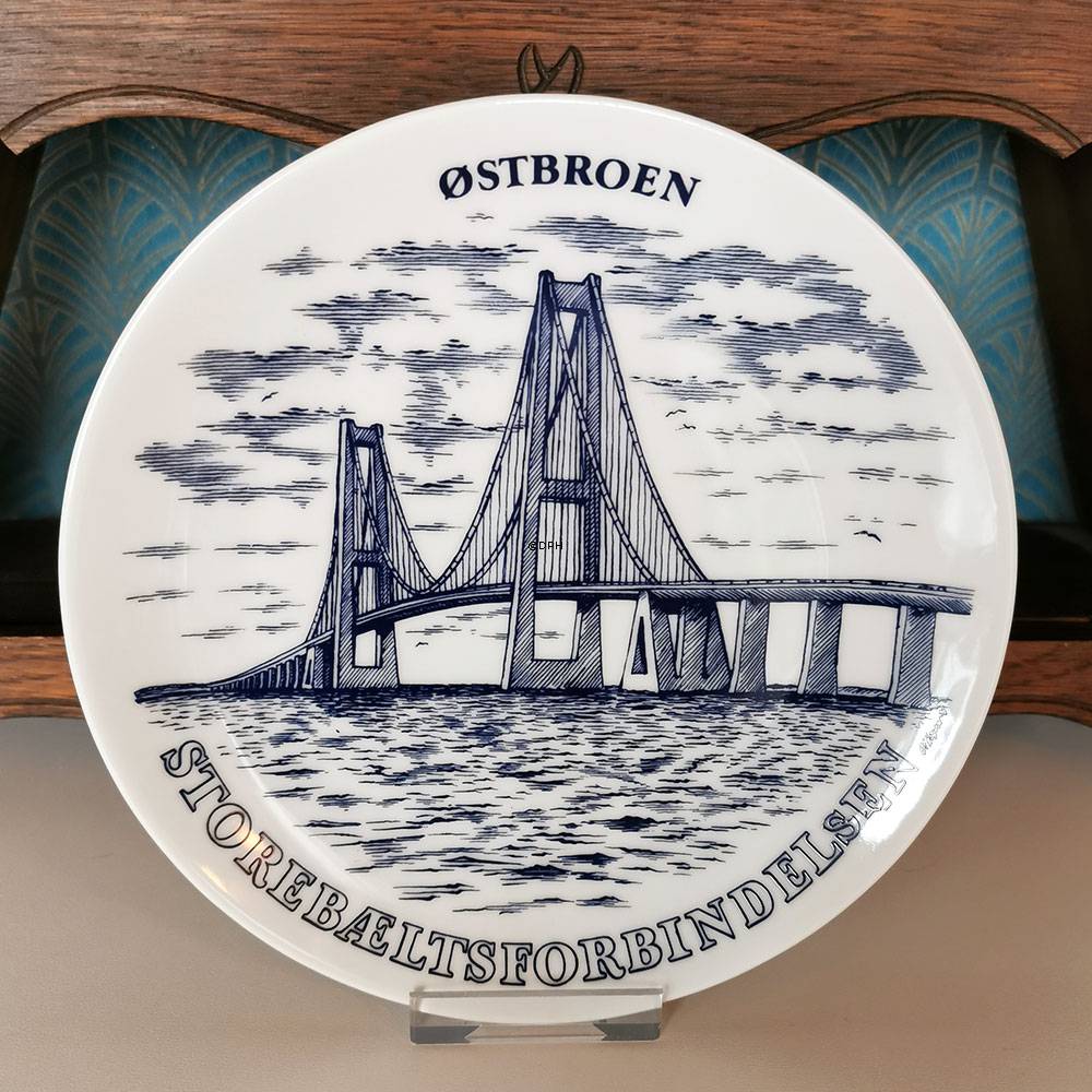 Platte med Østbroen Storebæltsforbindelsen, Svane Porcelæn
