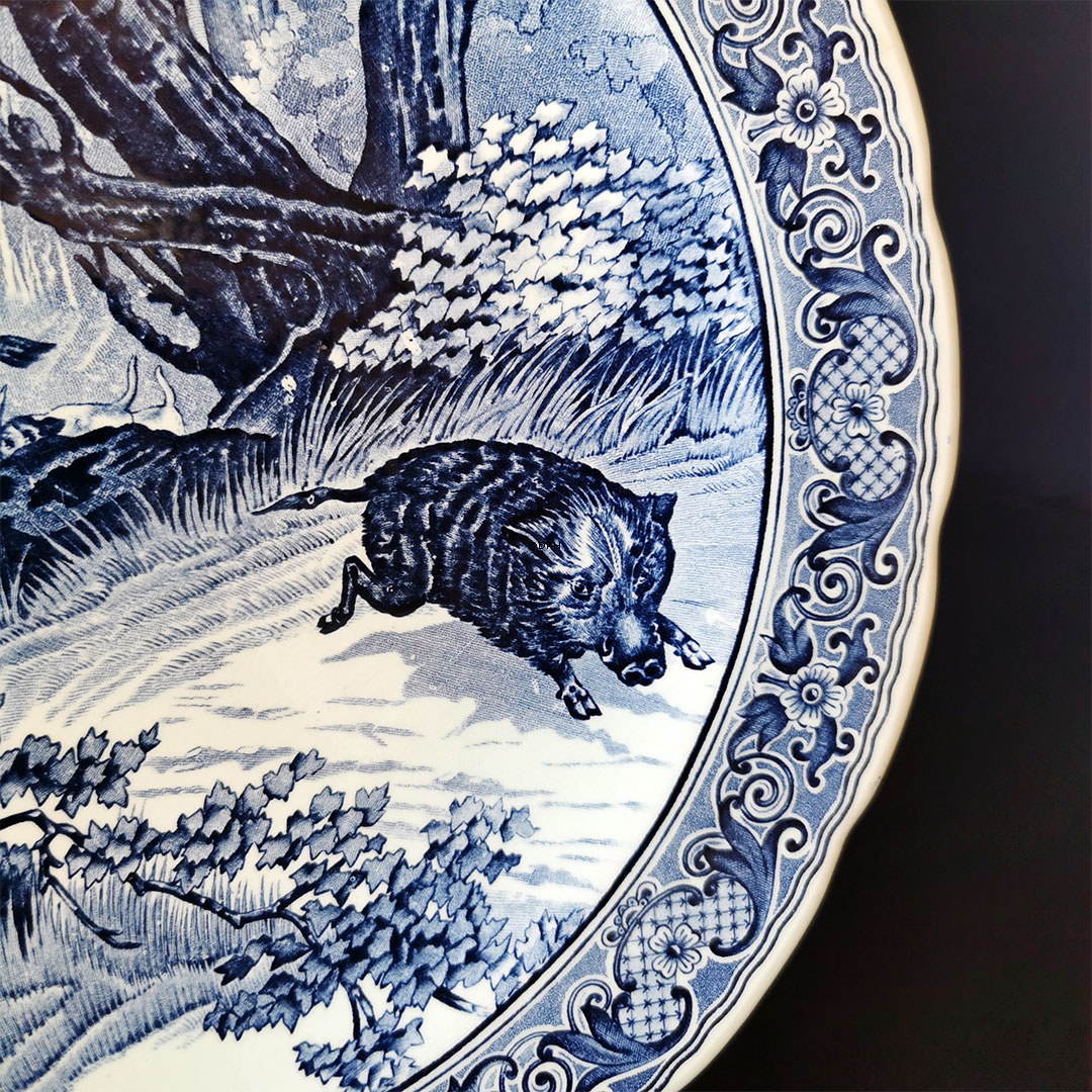 Platte med vindsvinejagt, Hollandsk Delfts platte