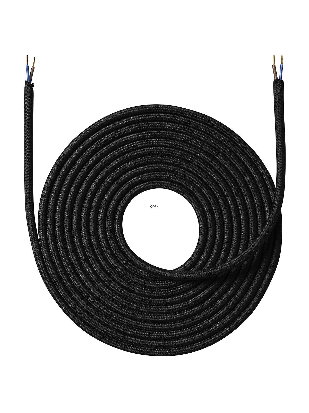 4 meter sort rund stofledning, Nielsen Light