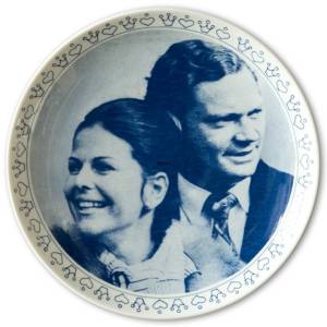 Elgporslin platte i anledning af Kong Gustaf og Silvias forlovelse | Nr. ELG1003 | DPH Trading