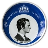 Elgporslin Commemorative Plate Carl XVI Gustaf King of Sweden 1973