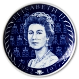 Elgporslin svensk mindeplatte Elisabeth II 1952-1977