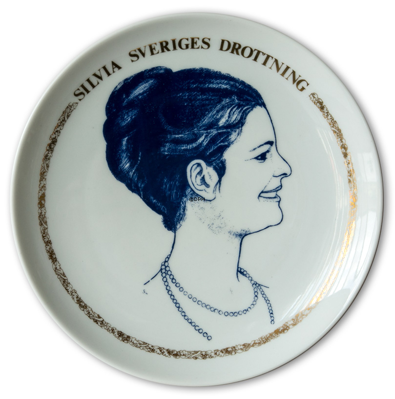 Elgporslin svensk mindeplatte Riksvapen 1873-1973