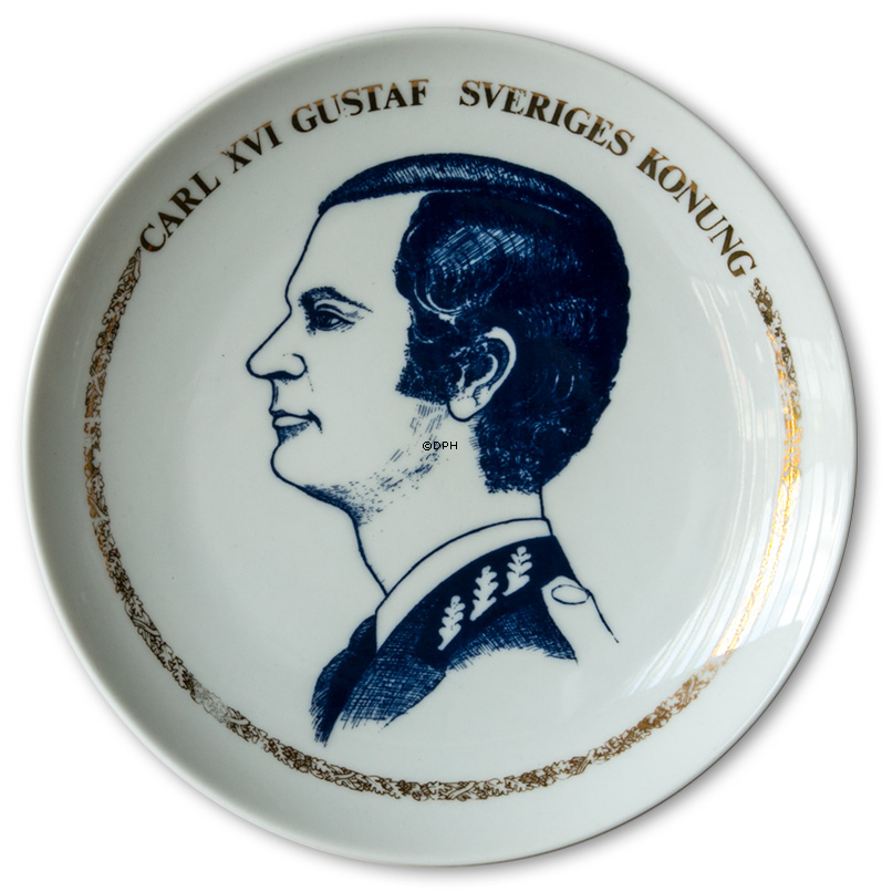 Elgporslin svensk mindeplatte Riksvapen 1873-1973