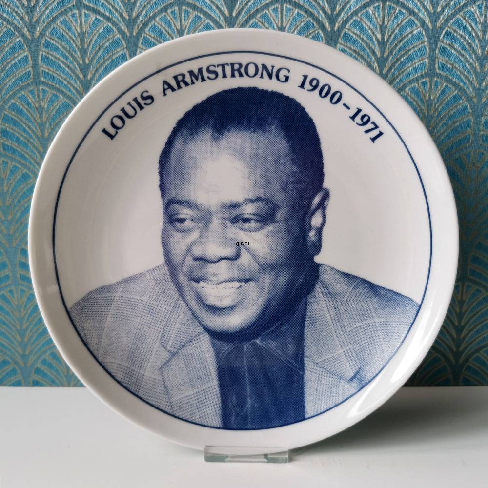 Elgporslin svensk mindeplatte Louis Armstrong 1900-1971