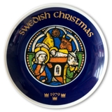 1979 Elgporslin Christmas plate, Swedish Christmas, Stainedglass window