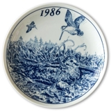 1986 Elg porslin platte med Vildfugle, Skovsneppe