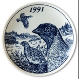 1991 Elg porslin platte med Vildfugle, Agerhøne