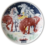 Elg Red Cross Plate with Swedish Folksongs 1980