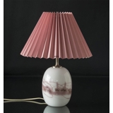 Pleated lamp shade of rose coloured chintz fabric, sidelength 23cm