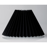 Pleated lamp shade of black chintz fabric, sidelength 23cm