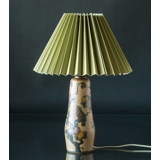 Plissé lampeskærm i vissengrøn chintz stof, sidelængde 23cm