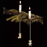 Kletternder Wichtel und Weihnachtsbaum auf Schlitten - Georg Jensen, Kerzenhalterset