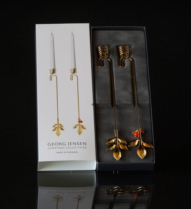 Magnoliablad og blad med bær - Georg Jensen Lysholder sæt 2016