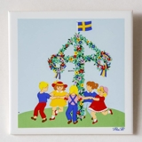 Gustavsberg Tile with Midsummer Dance in the series "Summer in Sweden" Pia Ronndahl