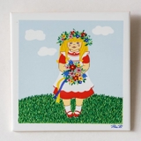 Gustavsberg Tile with Summer Girl in the series "Summer in Sweden" Pia Ronndahl