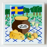 Gustavsberg Tile with a Summer Table with sandwiches in the series "Summer in Sweden" Pia Ronndahl