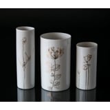 3 vases in porcelain with white/gold dekoration