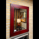 Mirror, antique red finish