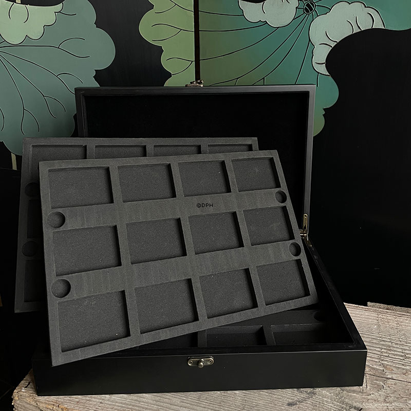 Sort Opbevaringsæske til 36 stk. Georg Jensen ornamenter mv