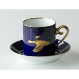 1978 Hackefors Cobalt Blue fairytale cup and saucer, Nils Holgersson