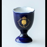 Crowning of Carl XVI Gustaf in 1973 Hackefors Cobalt Blue King Egg Cup