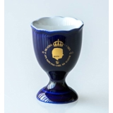 Crowning of Carl XVI Gustaf in 1973 Hackefors Cobalt Blue King Egg Cup
