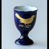 1980 Hackefors Cobalt Blue Egg Cup Blackbird