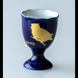1990 Hackefors Cobalt Blue Egg Cup Owl