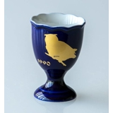 1990 Hackefors Cobalt Blue Egg Cup Owl