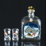 Holmegaard Wiberg Christmas Bottle including 2 dram glasses 1991