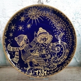 1981 Hackefors Cobalt Blue Children's Christmas Plate