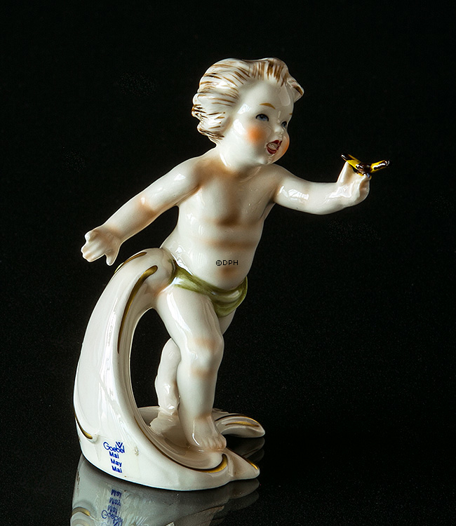 Goebel Hummel månedsfigur Maj dreng løber med sommerfugl