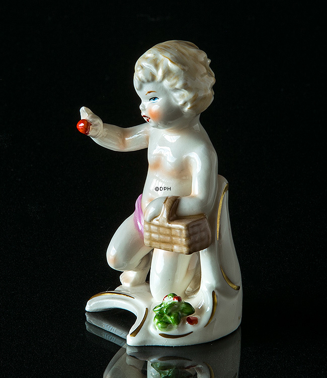 Goebel Hummel månedsfigur juli pige med kurv og bær