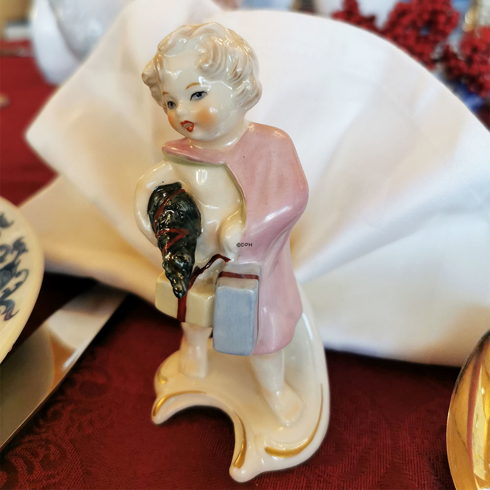 Goebel Hummel månedsfigur december pige med juletræ og gaver