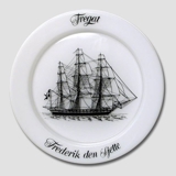 1971 Holmegaard Ship plate, the fregat Frederik