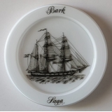 1976 Holmegaard ship plate, the bark Saga