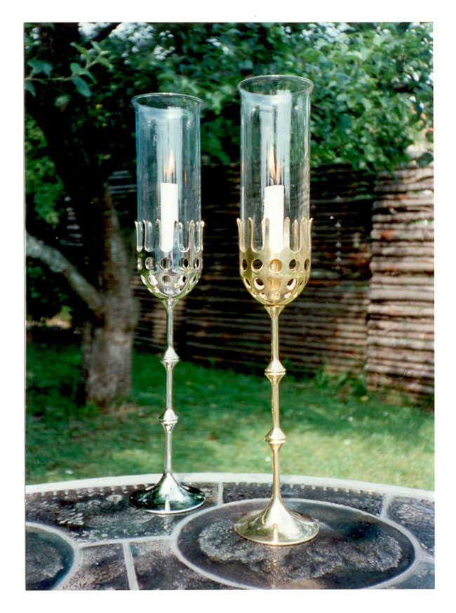 Wiinblad Hurricane lysestage, messing, med klart glas