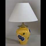 Bordlampe, gul med blå blomst