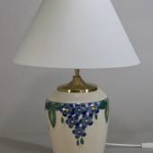 Bordlampe, hvid med blå blomster