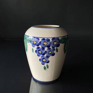 Vase, hvid med blå blomst | Nr. I24-D5-26-1 | DPH Trading